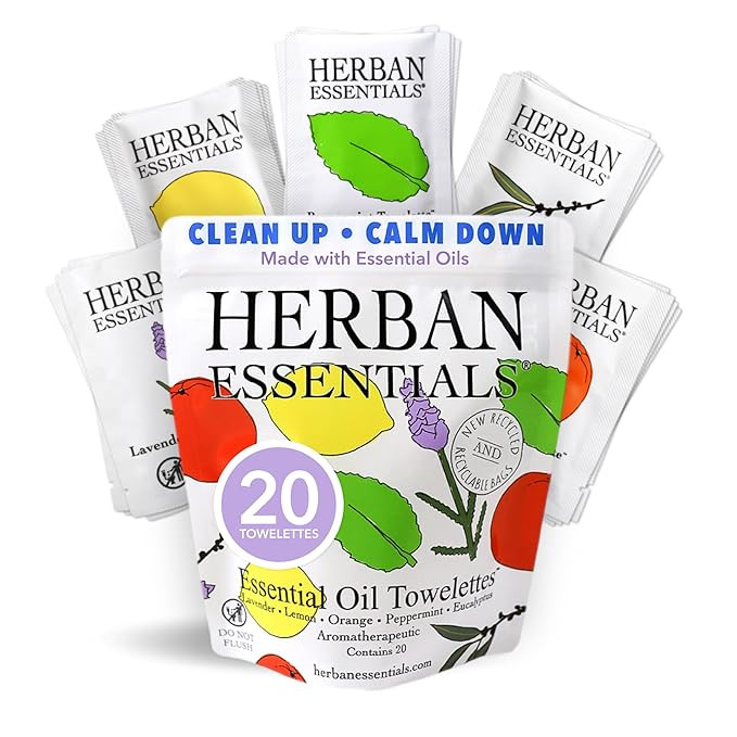 Herban Essentials - Assorted Wipes & Towelettes - Essential Oil Wipes for Hands, Face and Body - ... | Amazon (US)