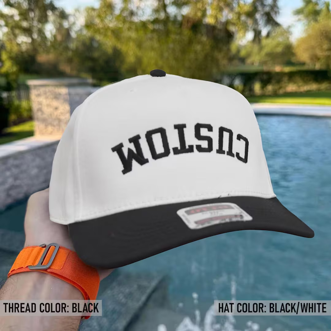 Custom Embroidered Upside Down Text Hat, 5 Panel Two Tone Baseball Cap, Personalized Make Your Ow... | Etsy (US)
