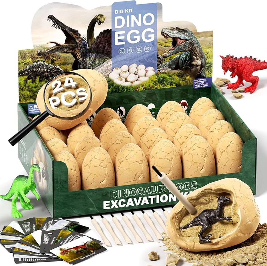 24 Dinosaur Eggs Dig Kit Toys for Kids, Surprise Dinosaur Eggs Excavation Kit with Magnifier, Sci... | Amazon (US)