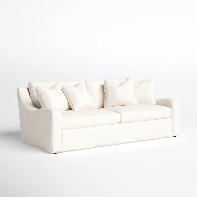 Alanna 88'' Cotton Square Arm Slipcovered Sofa with Reversible Cushions | Wayfair North America