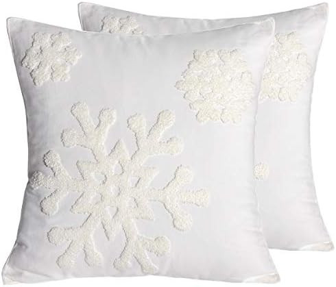 Afirmly 18x18,Cotton Christmas Blessing Throw Pillow Cover for Bed Sofa Cushion Car Snowflake Emb... | Amazon (US)