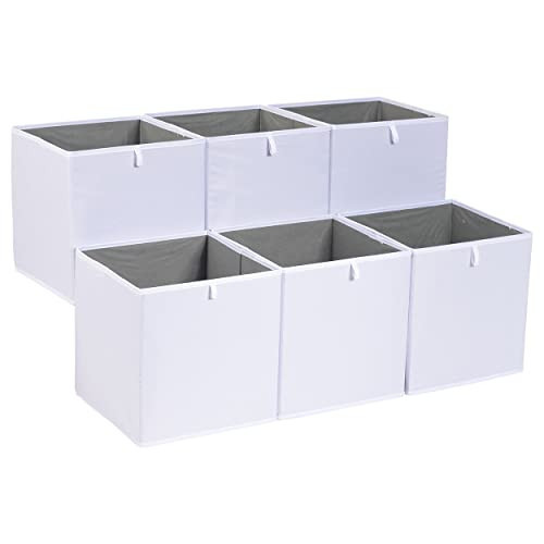 Amazon Basics Cube Organizer Bins, Collapsible Storage Baskets for Shelves, White, Pack of 6, 10.5x10.5x11" | Amazon (US)