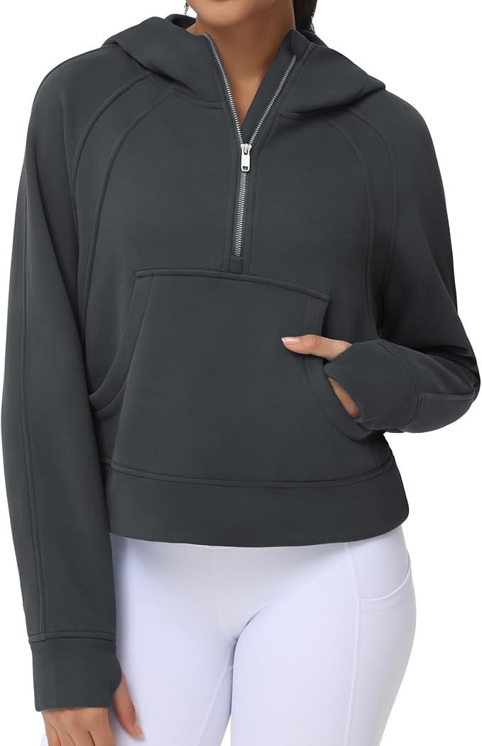 THE GYM PEOPLE Womens' Hoodies Half Zip Long Sleeve Fleece Crop Pullover Sweatshirts with Pockets... | Amazon (US)