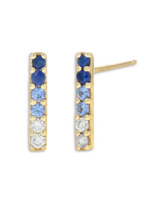 14K Yellow Gold Blue Sapphire & Diamond Ombré Vertical Bar Stud Earrings | Bloomingdale's (US)