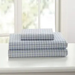 Laurel & Mayfair 250tc 100% Cotton Gingham Print Sheet Set, Full, Blue | Amazon (US)