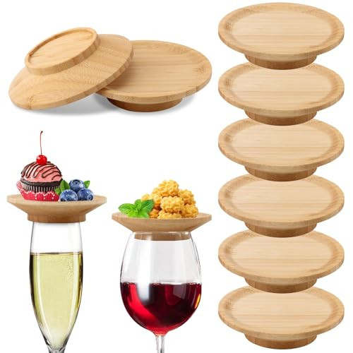 8pcs Wine Glass Charcuterie Topper 4" Mini Charcuterie Boards Wine Appetizer Plates Bamboo Round Wines Glass Charcuteries Board(COLOR:wood) | Amazon (US)