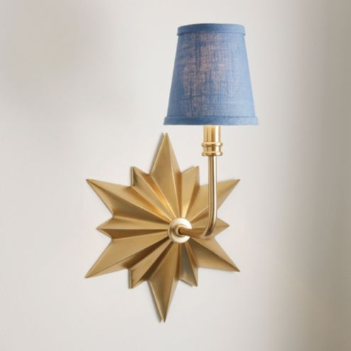 Luna Star Wall Sconce Antique Brass Light Fixture & Anais Pleated Tall Shade | Ballard Designs, Inc.