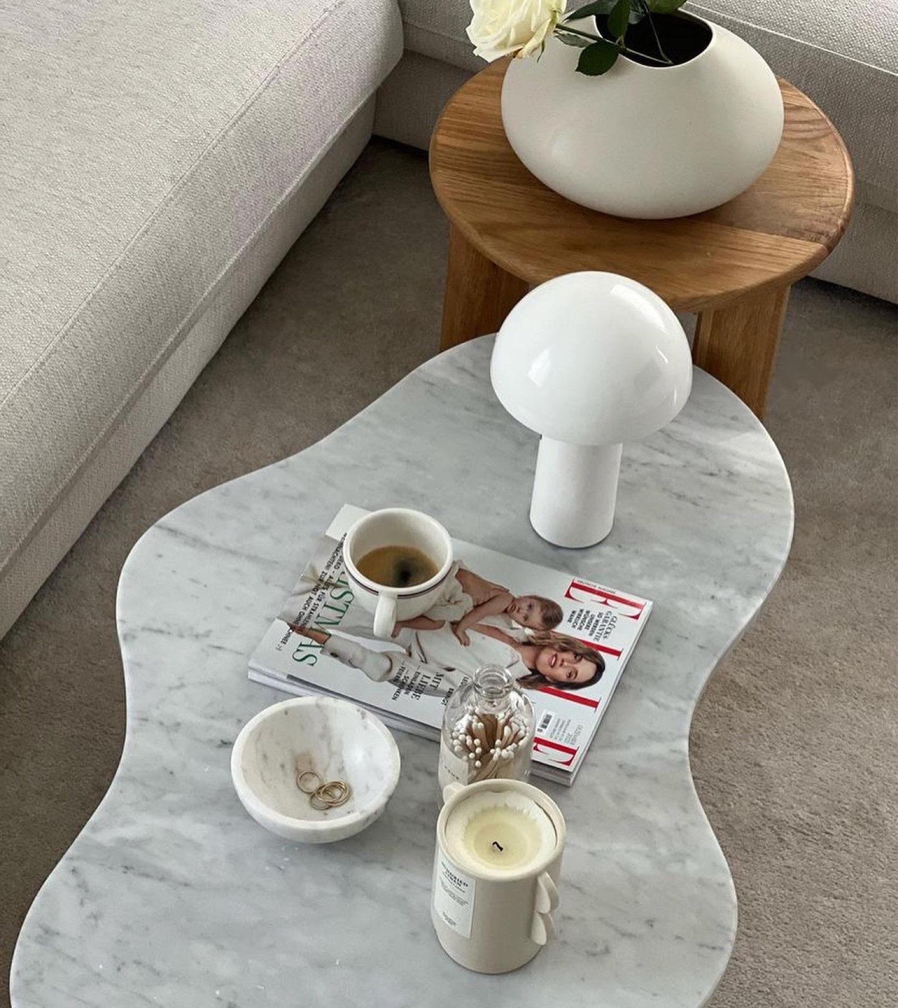 This gorgeous marble coffee table at the home of @jones.interior blends perfectly with the rest of the interior design. 

#LTKhome