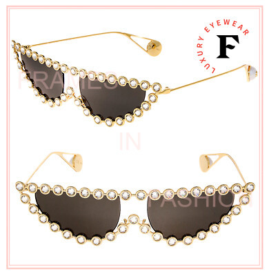GUCCI AUTHENTIC Hollywood Forever 0364 Gold Crystal Metal Sunglasses GG0364S 002  | eBay | eBay US