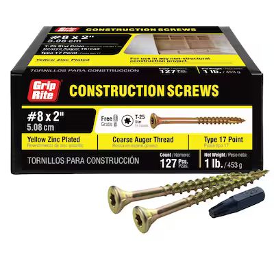 Grip-Rite  #8 x 2-in Yellow Zinc Interior Wood Screws (127-Count) | Lowe's