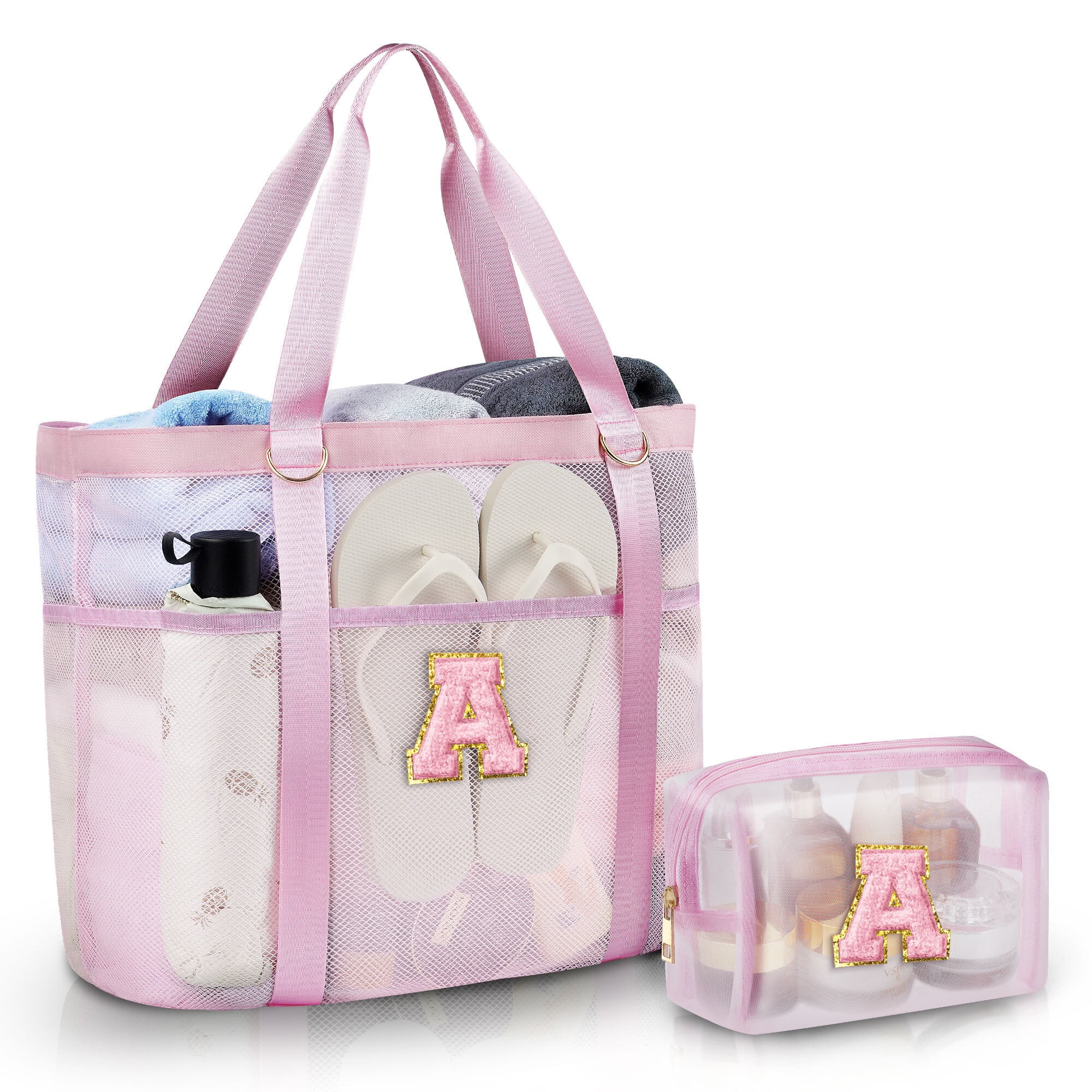 YOOLIFE Mesh Beach Tote for Women, Personalized Initial Beach Bags for Women Beach Accessories Tr... | Walmart (US)