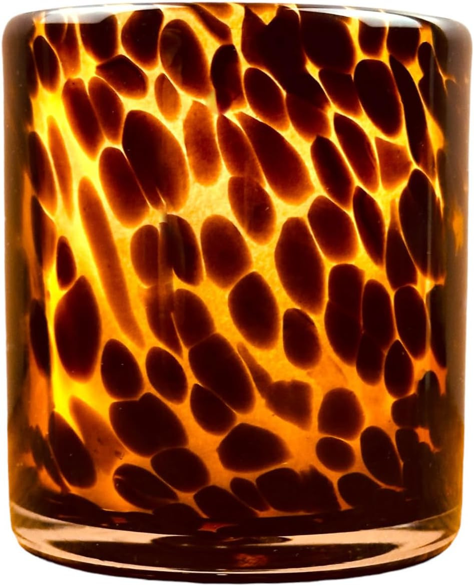 Hapton House Tortoise Shell Glass Candle Holder - Votive and Tealight Candle Holder - Leopard Print - Cheetah Print - Animal Print - Tortoiseshell - Candle Jar - Wedding - Holiday Decor | Amazon (US)