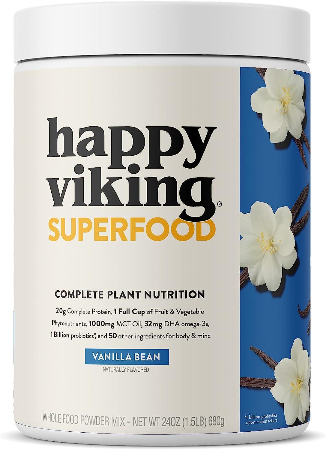 Happy Viking Superfood -- Complete Meal Replacement Shake, 20g Protein, 1B Probiotics, 1 Cup Frui... | Amazon (US)