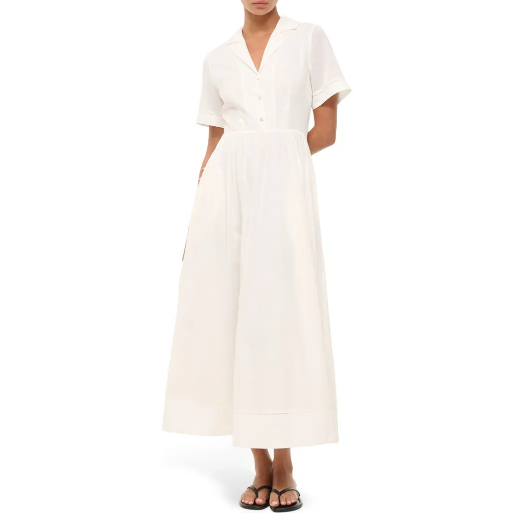 STAUD Meryl Cotton Maxi Shirtdress in White at Nordstrom Rack, Size 14 | Nordstrom Rack