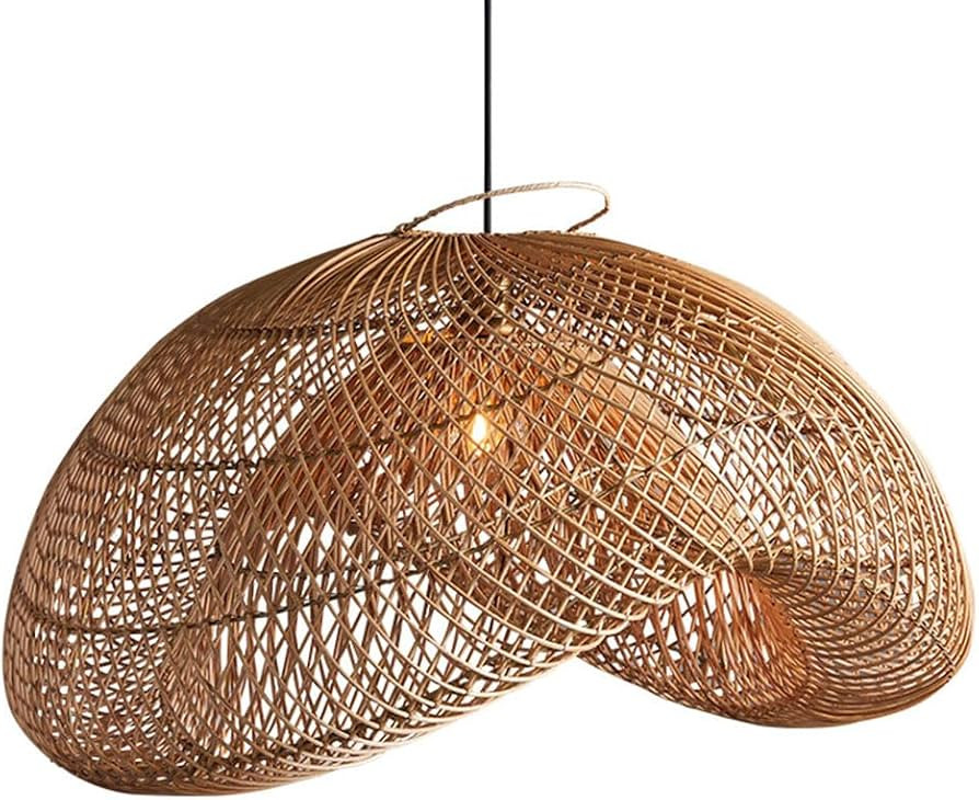 Natural Handmade Bamboo Lamps E27 Hanging Lamp Ceiling Lamp Pendant Light Fixtures Rattan Basket ... | Amazon (US)