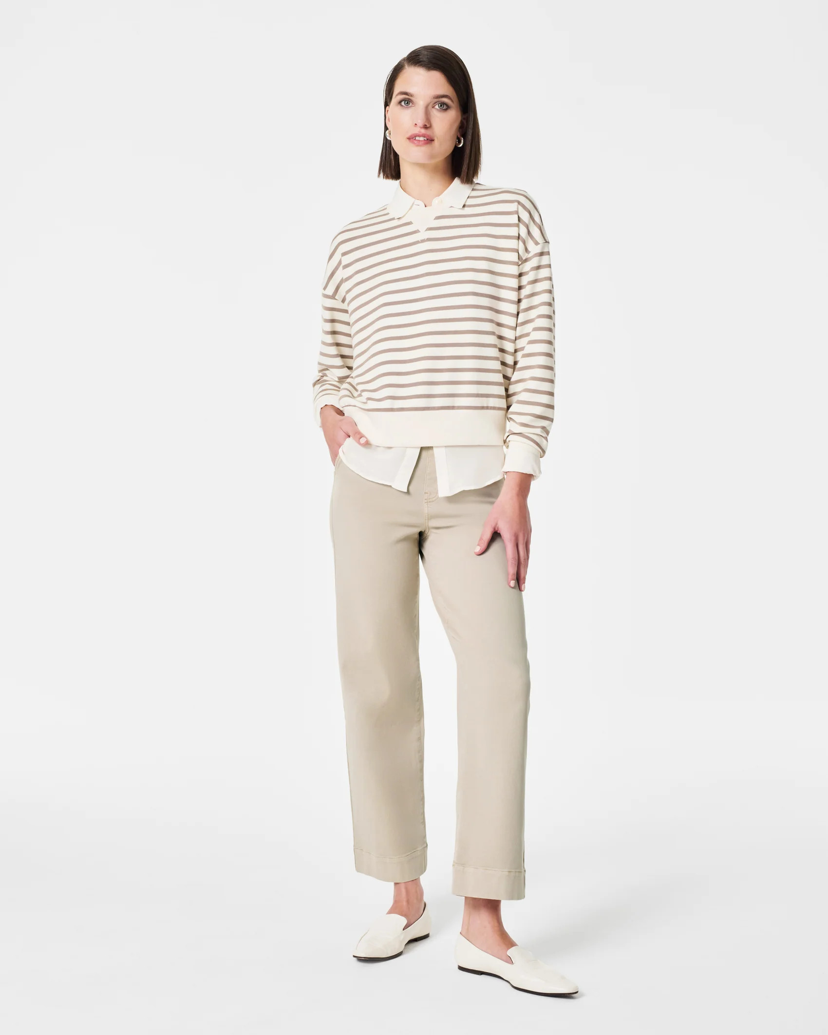 Stretch Twill Cropped Wide Leg Pant | Spanx