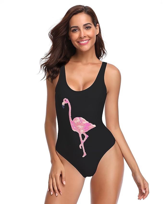 SoarDream White Black One-Piece Swimsuit Beach Swimwear Bathing Suit Women's Summer Swimsuit Sequ... | Amazon (US)