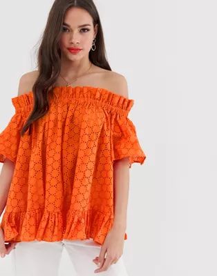 ASOS DESIGN off shoulder top in broderie | ASOS US