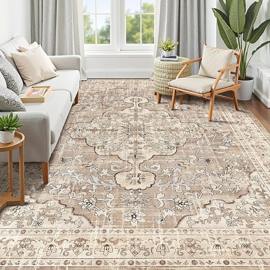 Pauwer Boho Washable Area Rugs 9x12, Non Slip Soft Carpet for Living Room | Amazon (US)