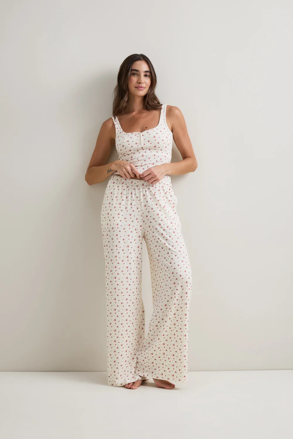 Pyjama Bottoms - Ivory Floral Print | TALA (UK)