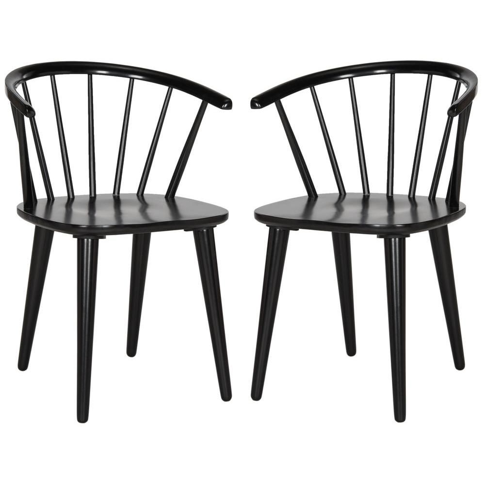 Safavieh Blanchard Black Wood Dining Chair (Set of 2) AMH8512A-SET2 - The Home Depot | The Home Depot