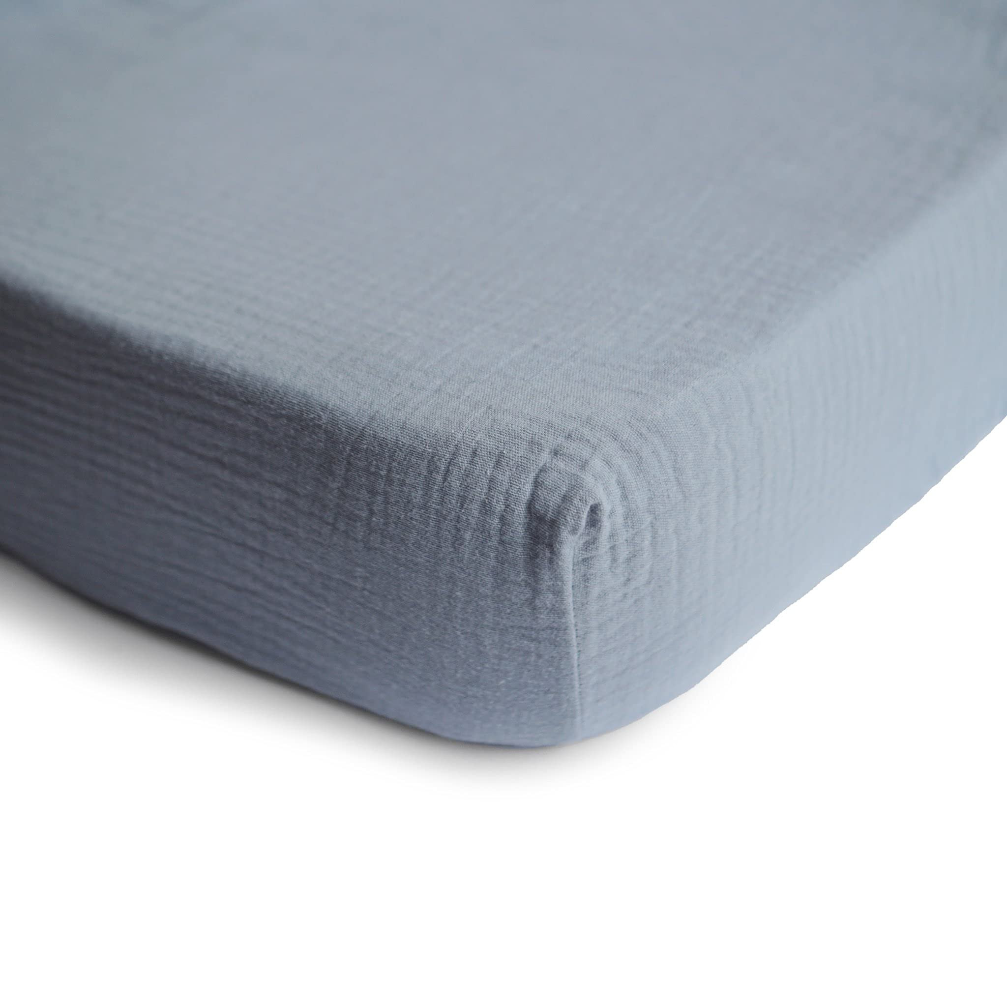 mushie Extra Soft Muslin Fitted Crib Sheet | 192 Thread Count | 28"x 52" (Tradewinds) | Amazon (US)