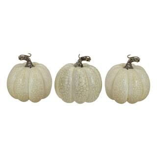 Northlight 3.75 in. White Artificial Fall Harvest Pumpkins (Set of 3)-34615962 - The Home Depot | The Home Depot