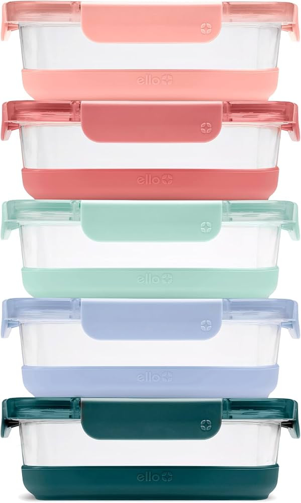 Ello Duraglass Refresh 3.4 Cup Meal Prep Containers, 10 Pc, Melon | Amazon (US)