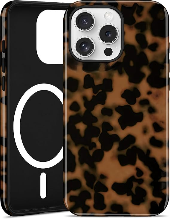 Jusy Compatible with MagSafe Brown Tortoise Shell Print Phone Case for iPhone 14 Pro Max, Amber T... | Amazon (US)