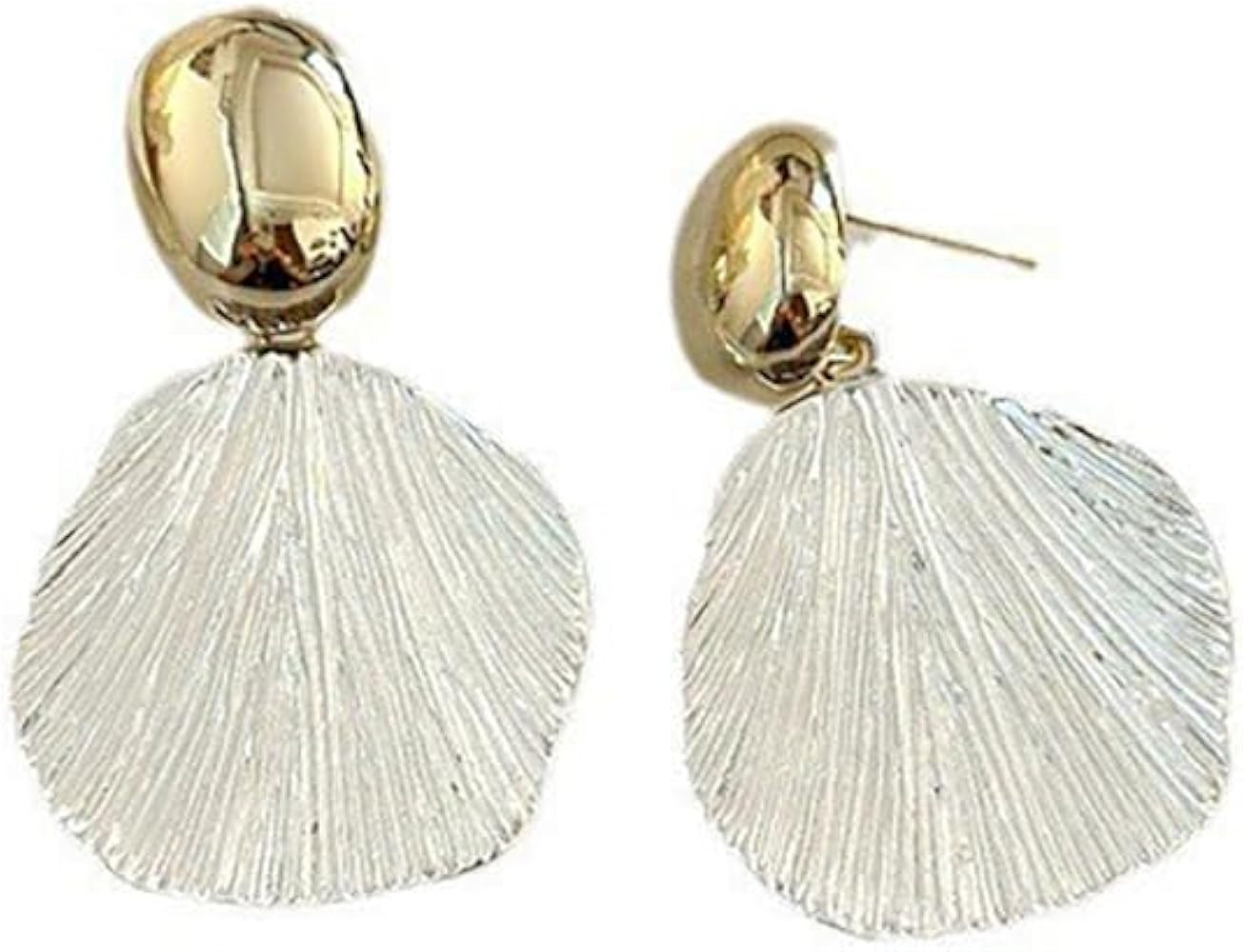 Shell Earrings for Women Girls Shell Dangle Drop Earrings Minimalist Chunky Hoop Earrings Geometr... | Amazon (US)