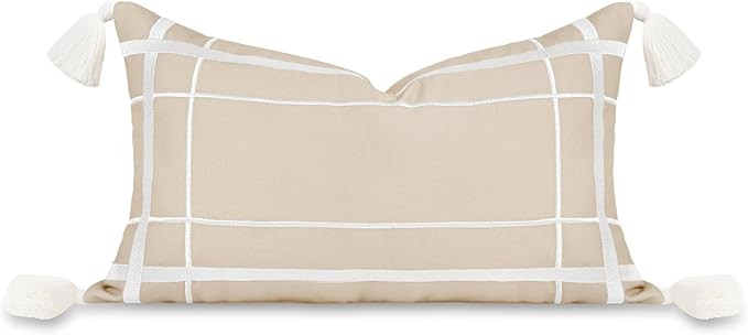 Hofdeco Premium Coastal Patio Indoor Outdoor Lumbar Pillow Cover Only, 12"x20" Water Repellent fo... | Amazon (US)