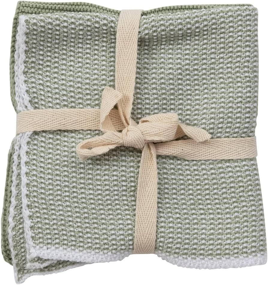Creative Co-Op Square Cotton Knit Dish Cloths, 12" L x 12" W x 0" H, Grey | Amazon (US)