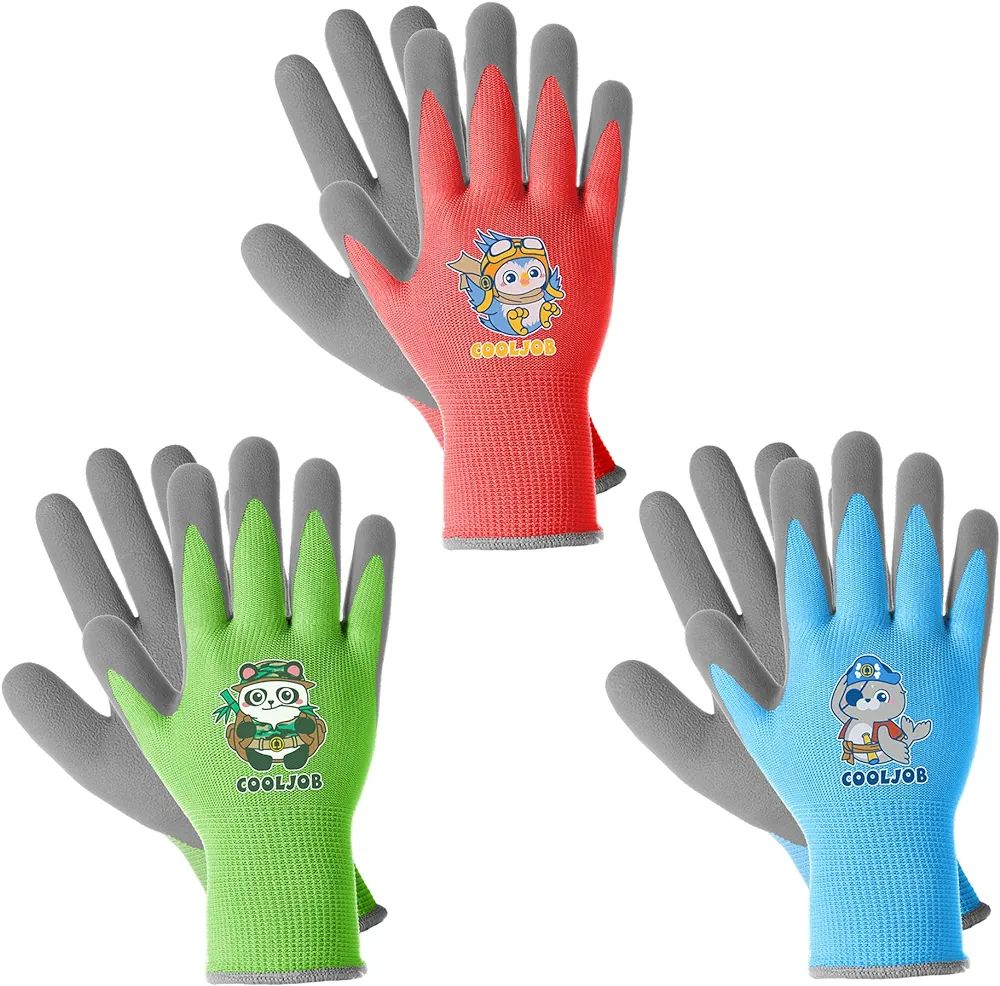 COOLJOB 3 Pairs Kids Gardening Gloves for Little kid Age 3-5, Children Toddlers Boys Grippy Rubbe... | Amazon (US)