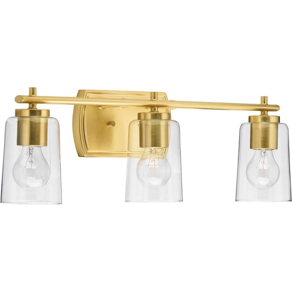Adley 3-Light Satin Brass Bath Light | The Home Depot