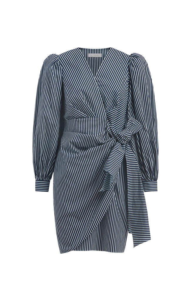 Striped Wrap Shirt Dress With Self Tie | Etcetera