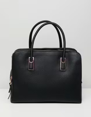 ASOS DESIGN rose gold zipped compartment tote bag with detachable strap | ASOS (Global)