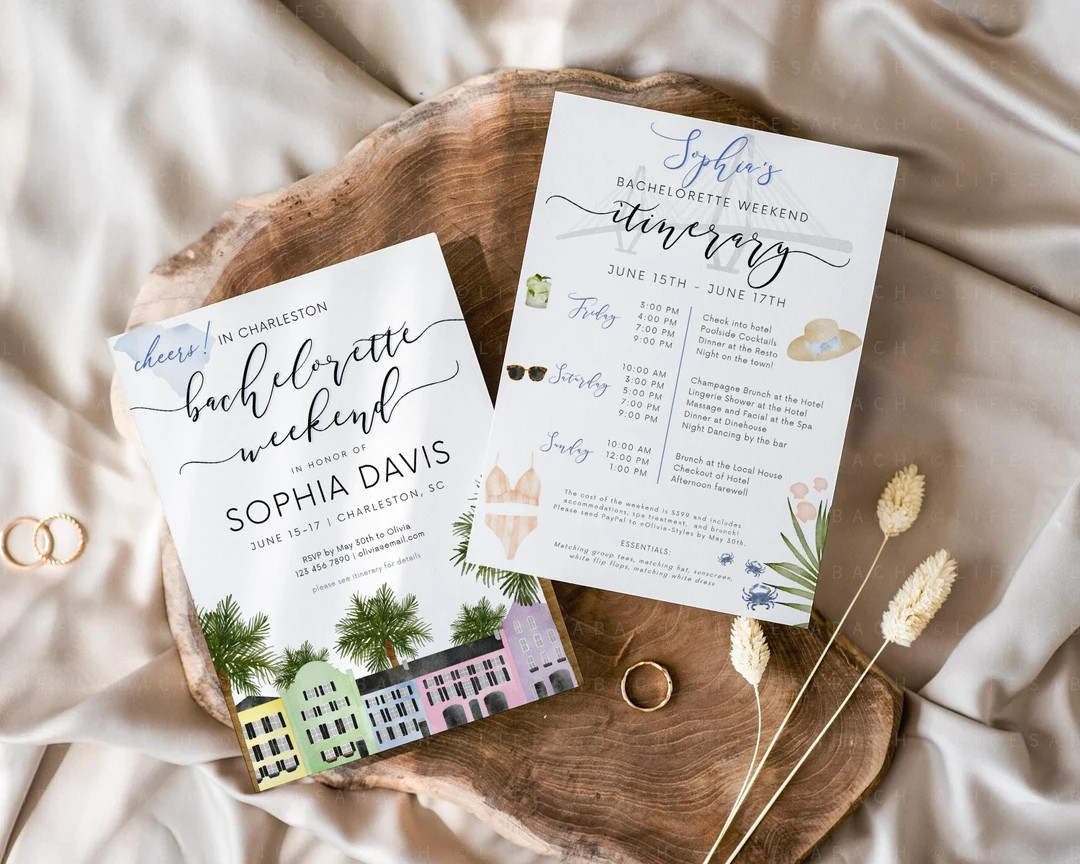 Charleston Bachelorette Party Invitation Itinerary Templates, Editable South Carolina Bach Weeken... | Etsy (US)