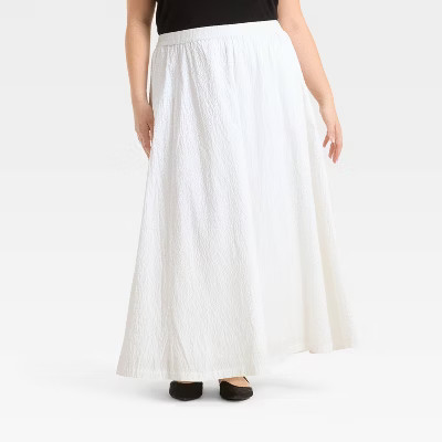 Women's Maxi Picnic A-Line Skirt - A New Day™ White 1X | Target