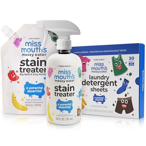 Miss Mouth's Messy Eater Stain Treater - 16oz Bottle & Refill Pouch and Laundry Detergent Sheets | Amazon (US)