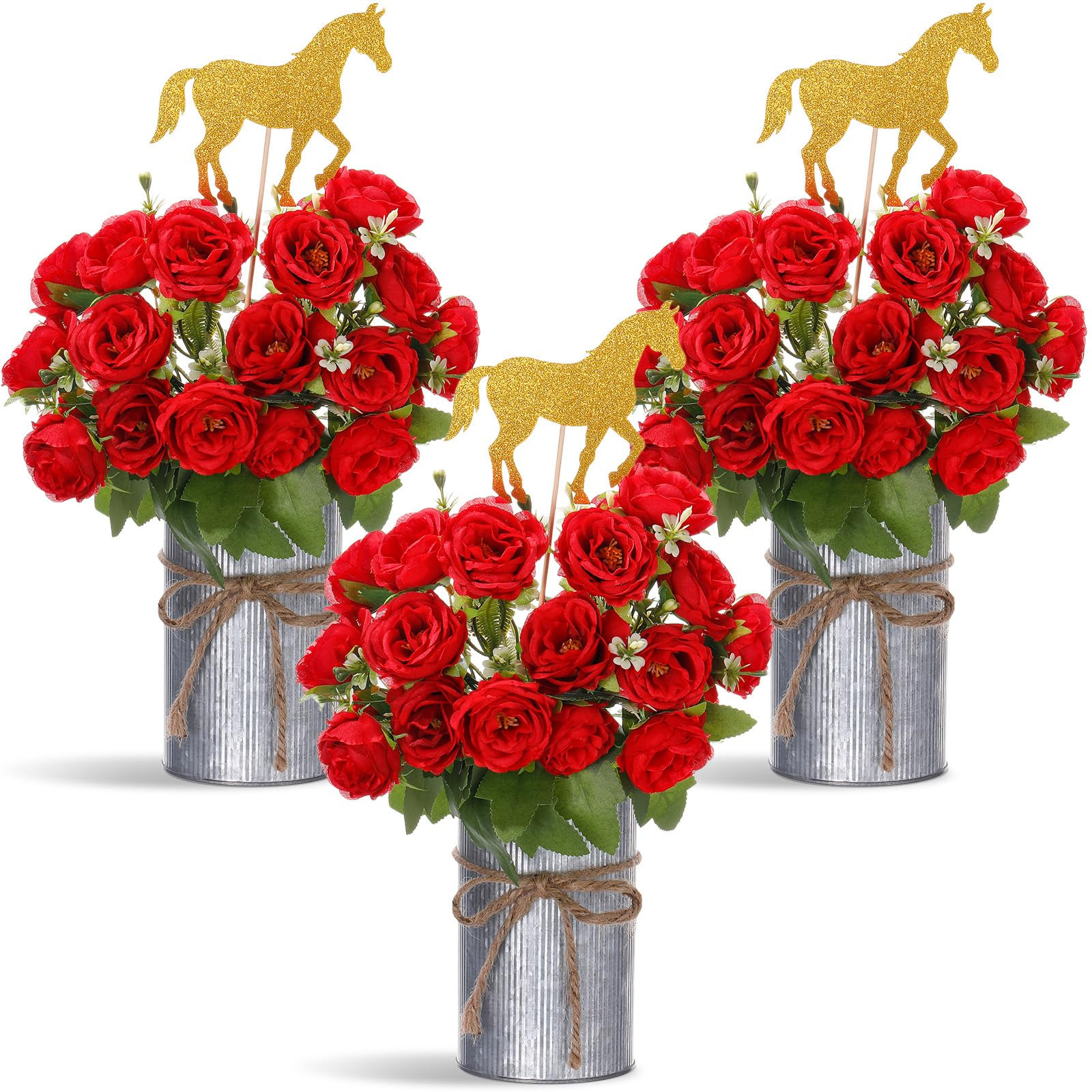 12 Pcs Derby Day Horse Party Decorations Roses Centerpiece with Horse Racing Centerpiece Sticks, ... | Amazon (US)