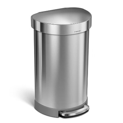 simplehuman 45L Semi-Round Step Trash Can Silver | Target