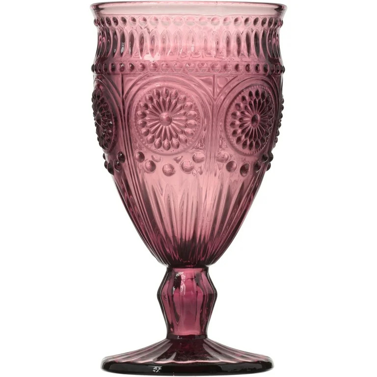 The Pioneer Woman Adeline 12-Ounce Footed Glass Goblets, Set of 4, Plum - Walmart.com | Walmart (US)