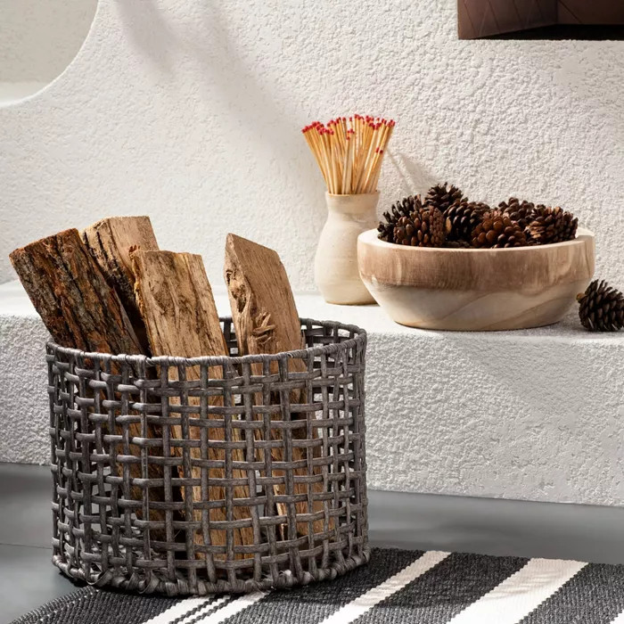 Manmade Rattan Outdoor Basket Gray - Threshold™ designed with Studio McGee | Target