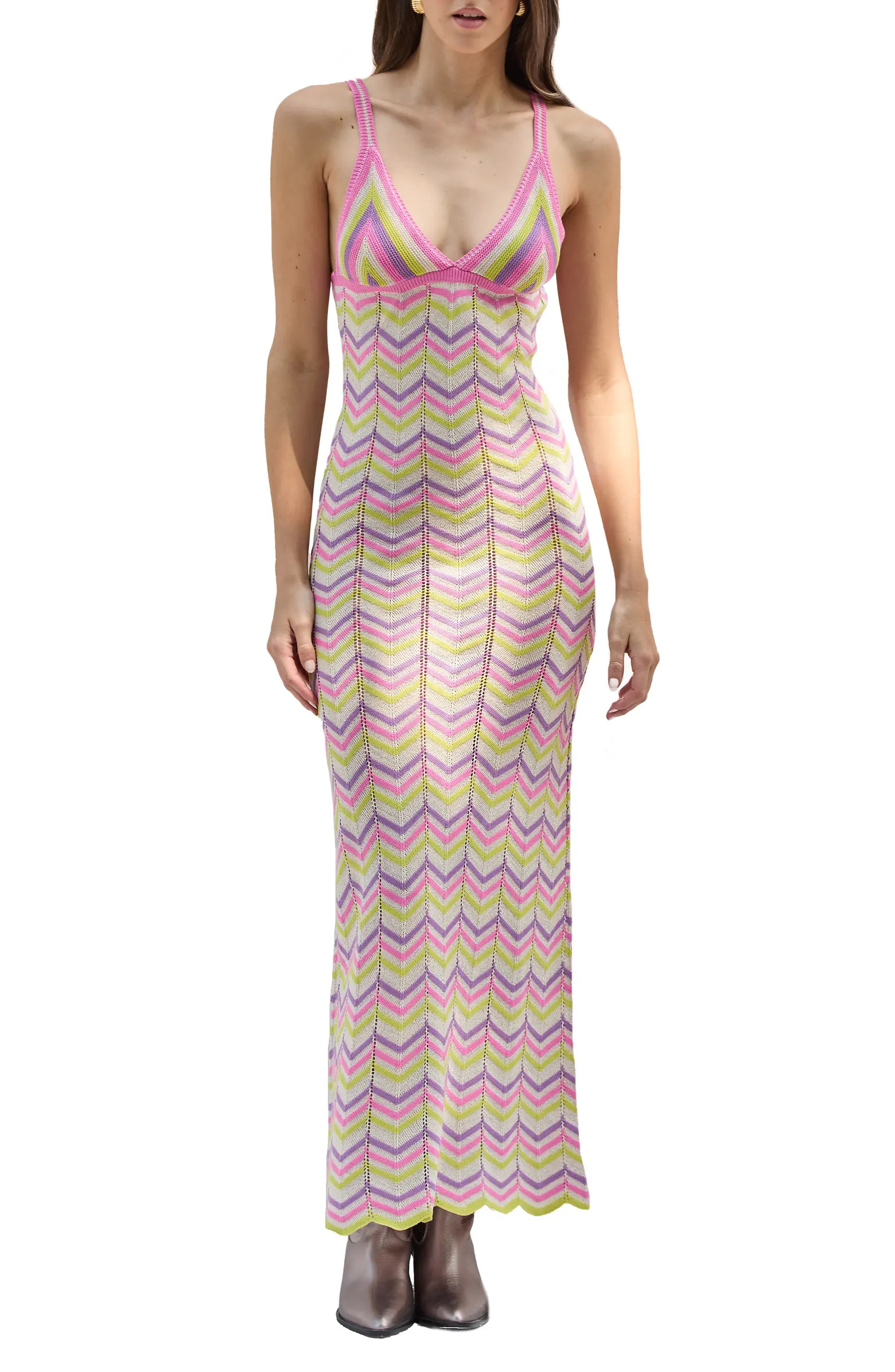 Alaia Stripe Cover-Up Maxi Sweater Dress | Nordstrom