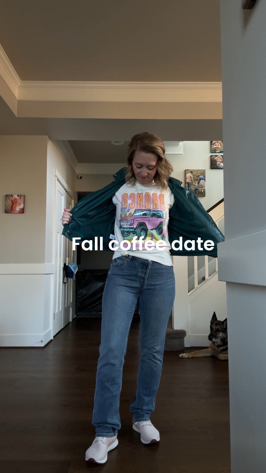 Coffee date fit ☕💬
✨ Teal leather jacket (because neutrals are overrated)
✨ Ford Bronco graphic tee (Target find = instant cool factor)
✨ Gap jeans (the pair I basically live in)
✨ Pink New Balance sneakers (comfy and cute)

This is my sweet spot for fall outfits — easy layers, comfy sneakers, and a pop of color that makes it feel fun.

👉 Linked the full look so you can recreate your own “coffee date uniform.”

#LTKSeasonal #falloutfits #LTKStyleTip #LTKEveryday #momstyle #falloutfit 

#LTKFallSale #LTKSeasonal #LTKPetite