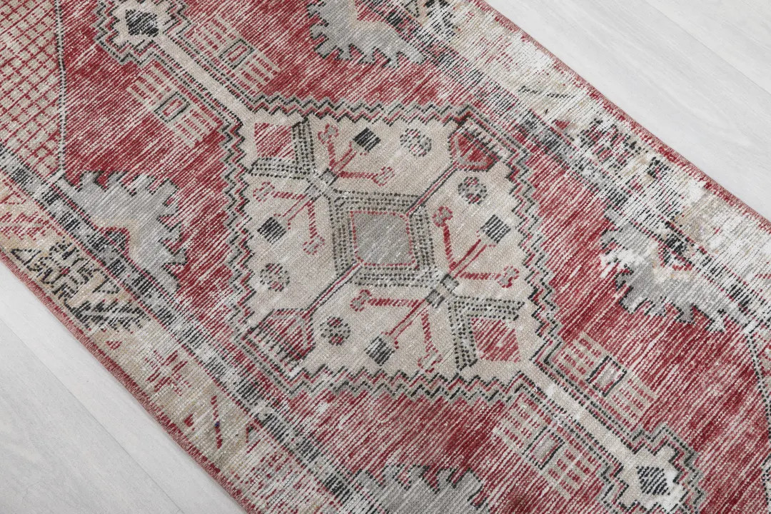 3x6 Red Beige Turkish Wool Runner Rug, Small Runner Rug, Neutral Vintage Rug, Outdoor Runner Rug,... | Etsy (US)