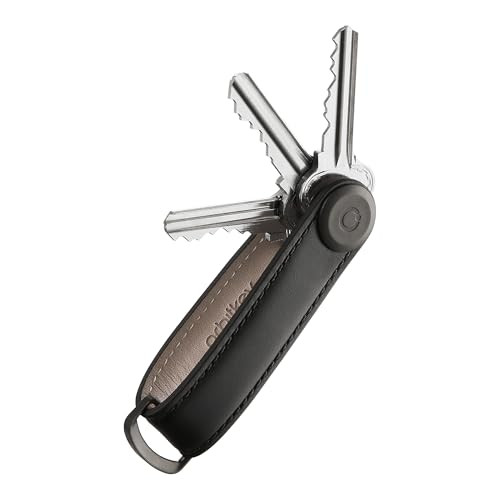 Orbitkey leather key organizer in black holding several keys