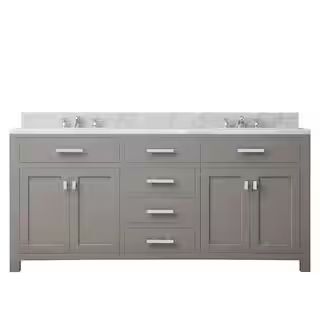 Water Creation 72 in. W x 21 in. D x 34 in. H Vanity in Cashmere Grey with Marble Vanity Top in C... | The Home Depot