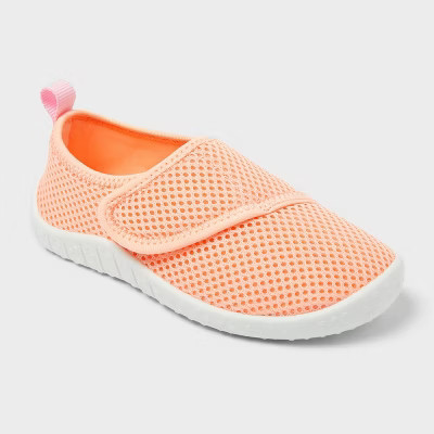 Toddler Girls' Teddy Slip-On Water Shoes - Cat & Jack™ Coral Pink 7-8: Breathable, Adjustable Strap, Textured Outsole | Target