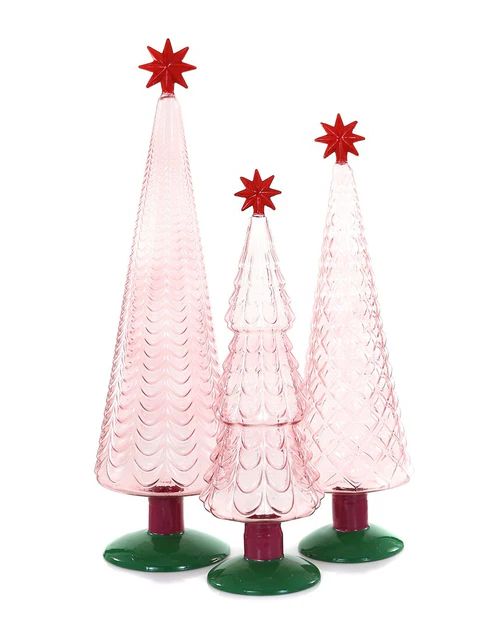 Cody Foster & Co. Set of 3 Translucent Conifers Pink Red Ornaments | Shop Premium Outlets